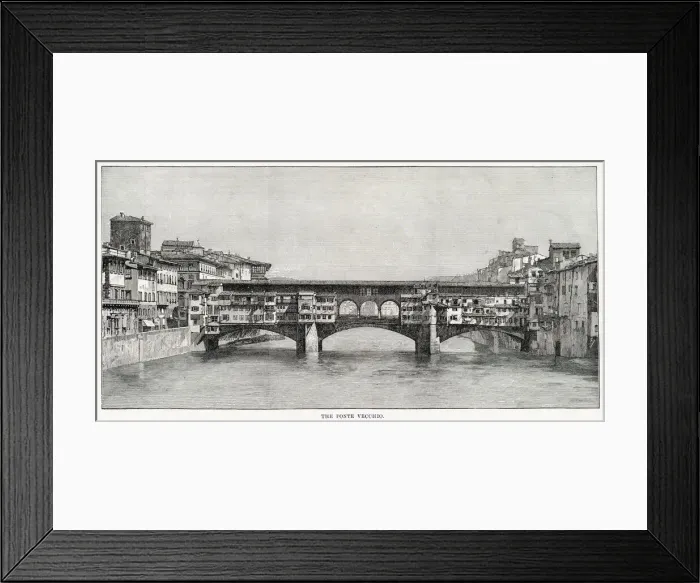 Framed Print : Ponte Vecchio, Florence, Italy. Date: 1888 Framed Print : Ponte Vecchio, Florence, Italy. Date: 1888