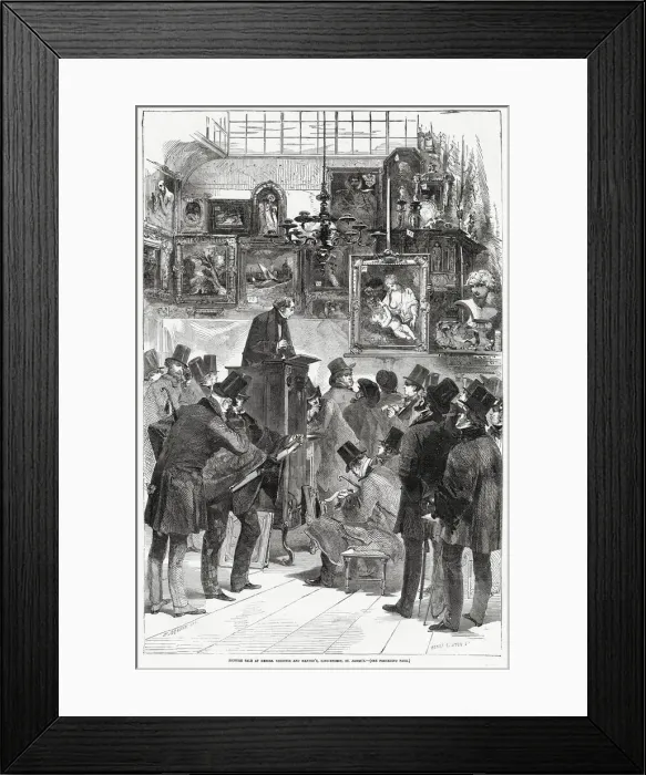 Framed Print : Picture sale at Messrs. Christie and Mantons King Street, St James s, London Framed Print : Picture sale at Messrs. Christie and Mantons King Street, St James s, London