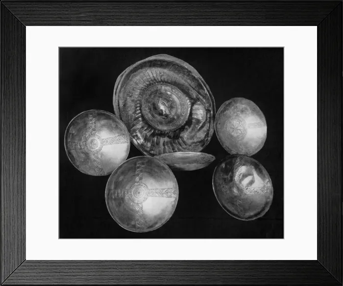 Framed Print : Treasure trove from the Dark Ages: pieces of Byzantine ornamental plate among the many Framed Print : Treasure trove from the Dark Ages: pieces of Byzantine ornamental plate among the many