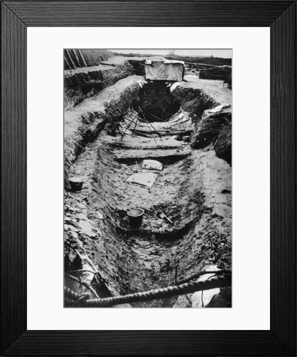 Framed Print : Excavation at Sutton Hoo, Suffolk, 1939. The cavity occupied by the ship Framed Print : Excavation at Sutton Hoo, Suffolk, 1939. The cavity occupied by the ship