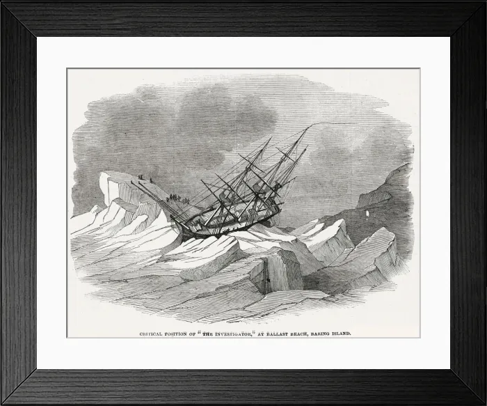 Framed Print : Critical position of the ship, the Investigator, part of the Ross Arctic expedition Framed Print : Critical position of the ship, the Investigator, part of the Ross Arctic expedition