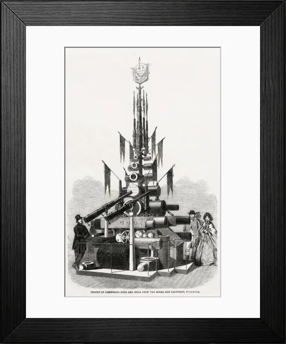 Framed Print : Trophy of Armstrong guns and coils from the Royal Gun Factories, Woolwich Framed Print : Trophy of Armstrong guns and coils from the Royal Gun Factories, Woolwich