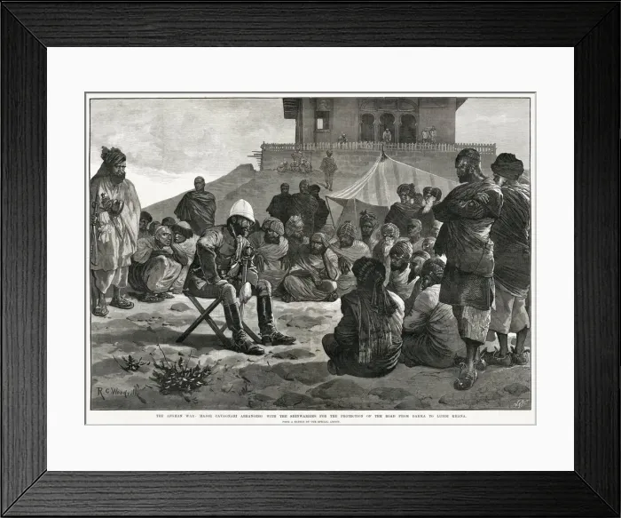 Framed Print : The Afghan War: Major Cavagnari arranging with the shinwarries for the protection of Framed Print : The Afghan War: Major Cavagnari arranging with the shinwarries for the protection of