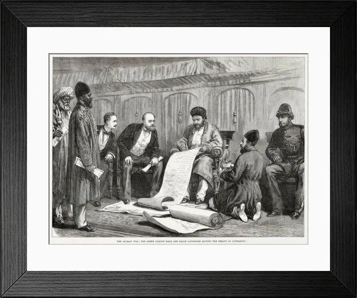 Framed Print : Afghan War: signing the treaty of Gundamuk