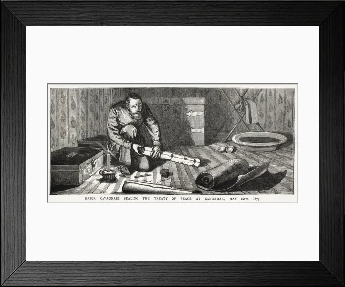 Framed Print : Major Cavagnari sealing the treaty of peace at Gandamak, 26th May 1879 Framed Print : Major Cavagnari sealing the treaty of peace at Gandamak, 26th May 1879