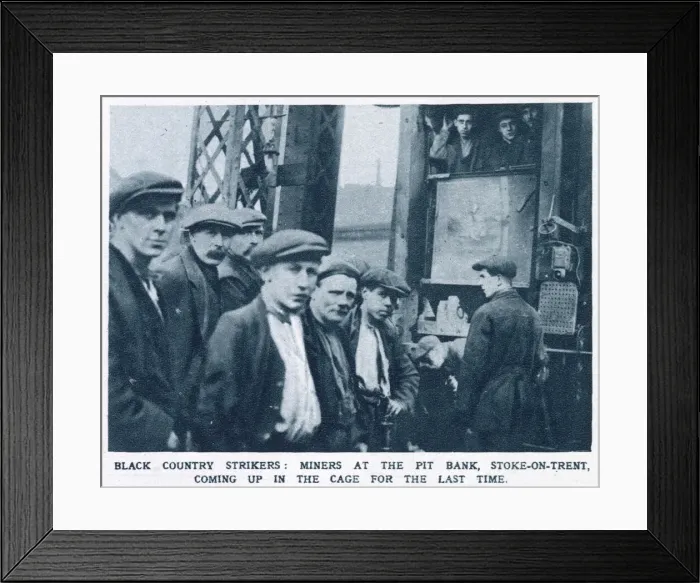 Framed Print : Black country strikers: miners at the pit bank, Stoke-on-Trent Framed Print : Black country strikers: miners at the pit bank, Stoke-on-Trent