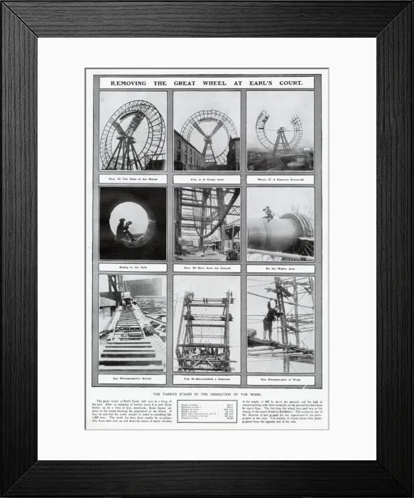 Framed Print : A series of photographs showing the demolition of the Great Wheel at Earls Court Framed Print : A series of photographs showing the demolition of the Great Wheel at Earls Court