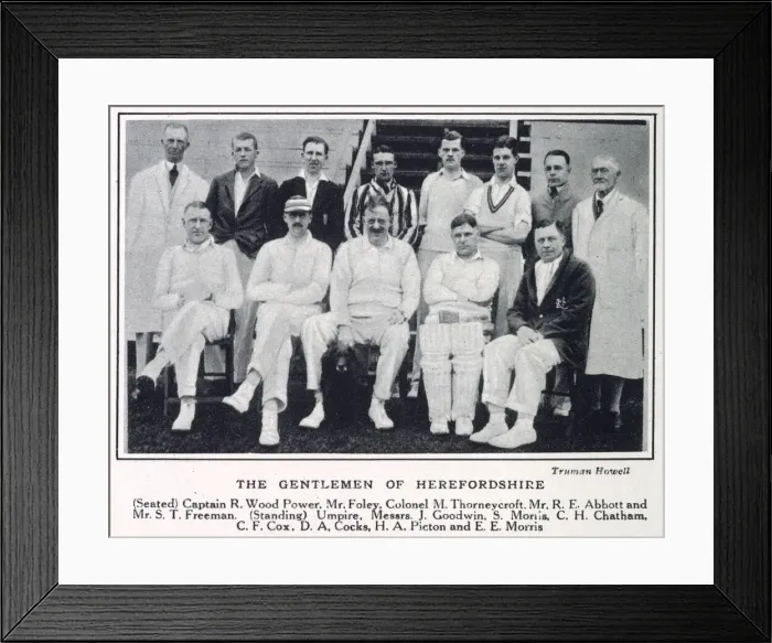Framed Print : Cricket Team Photograph - The Gentlemen of Herefordshire Date: 1932 Framed Print : Cricket Team Photograph - The Gentlemen of Herefordshire Date: 1932