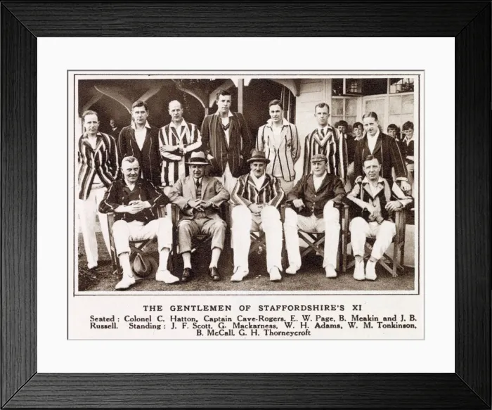 Framed Print : Cricket Team Photograph - The Gentlemen of Staffordshires XI. Date: 1932 Framed Print : Cricket Team Photograph - The Gentlemen of Staffordshires XI. Date: 1932