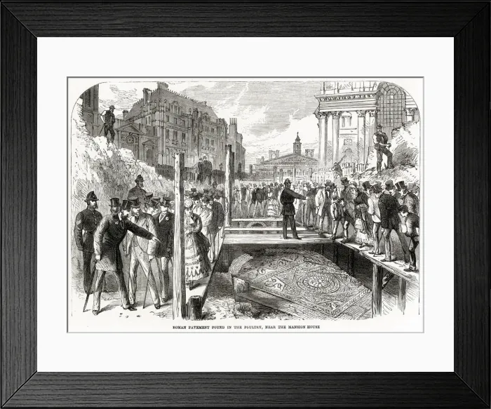 Framed Print : Mosaic pavement at Bucklersbury, London 1869 Framed Print : Mosaic pavement at Bucklersbury, London 1869
