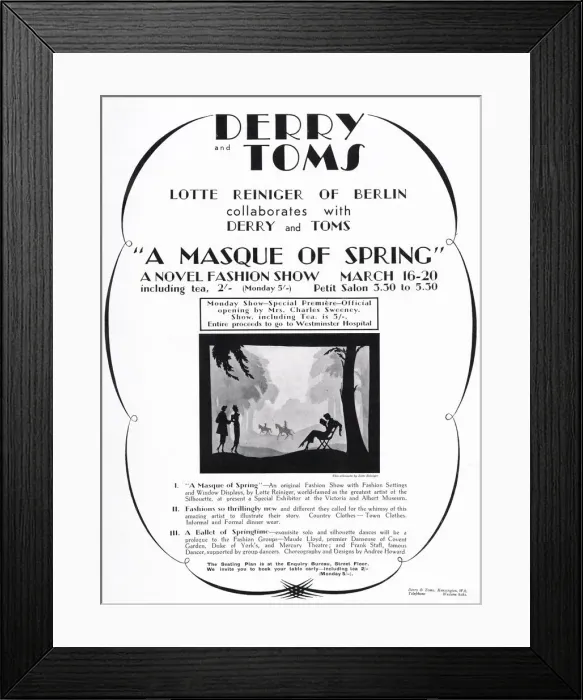 Framed Print : Advertisement for a spring fashion event at the London department store, Derry and Toms Framed Print : Advertisement for a spring fashion event at the London department store, Derry and Toms