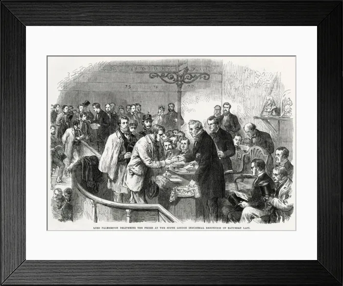 Framed Print : Lord Palmerston delivering the prizes at the South London Industrial Exhibition Framed Print : Lord Palmerston delivering the prizes at the South London Industrial Exhibition