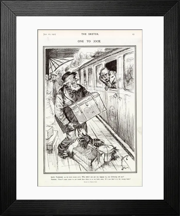Framed Print : Complaints from a irate passenger as the train starts to depart the platform Framed Print : Complaints from a irate passenger as the train starts to depart the platform