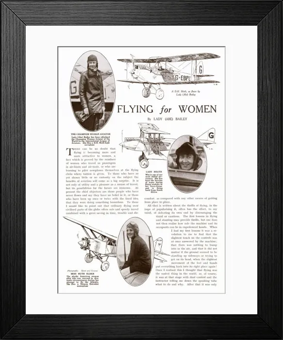 Framed Print : Page from The Bystander, 18th April 1928, featuring an article called Flying for Women by Framed Print : Page from The Bystander, 18th April 1928, featuring an article called Flying for Women by