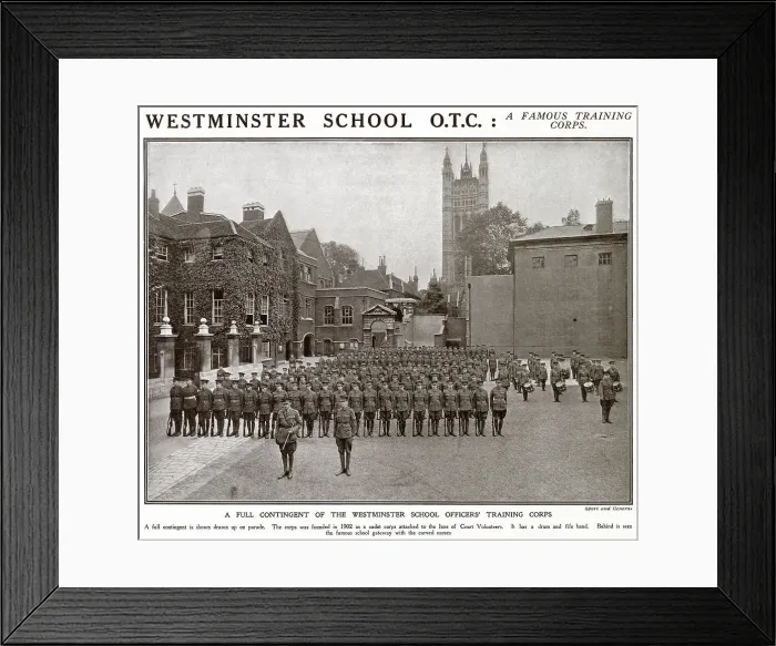 Framed Print : Officer Training Corps had begun in 1902, in the wake of the Second Boer War. Photograph showing a parade of training officers. Date: 1917