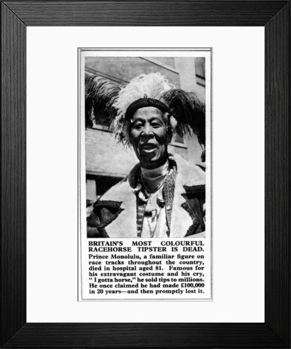 Framed Print : Ras Prince Monolulu (1881 - 1965), real name Peter Carl Mackay (or McKay Framed Print : Ras Prince Monolulu (1881 - 1965), real name Peter Carl Mackay (or McKay