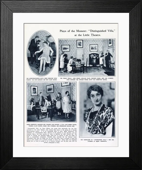 Framed Print : Page from The Sketch featuring photographs of scenes from the play, Distinguished Villa Framed Print : Page from The Sketch featuring photographs of scenes from the play, Distinguished Villa