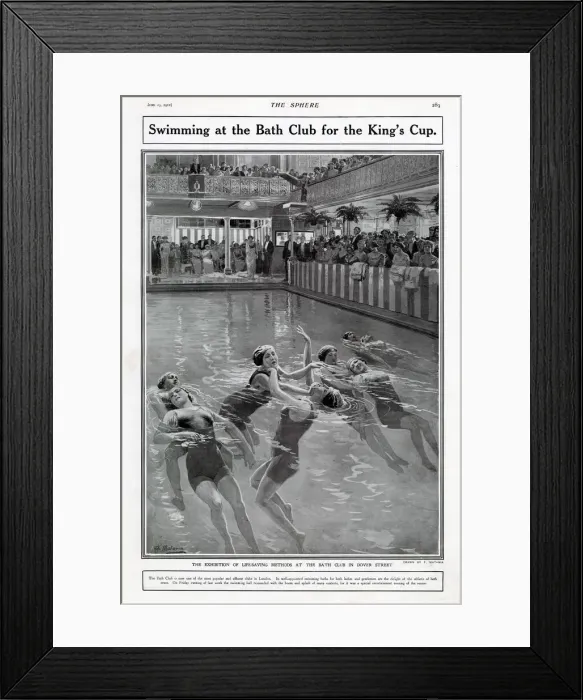 Framed Print : Exhibition of life-saving techniques at the Bath Club in Dover Street Framed Print : Exhibition of life-saving techniques at the Bath Club in Dover Street