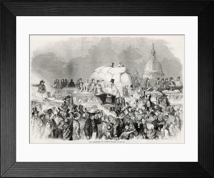 Framed Print : The blockade of London Bridge, 1859. The congested and overcrowded state of the streets Framed Print : The blockade of London Bridge, 1859. The congested and overcrowded state of the streets