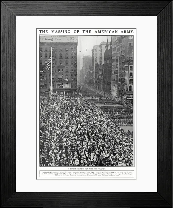 Framed Print : American Troops Leaving New York for Training 1917