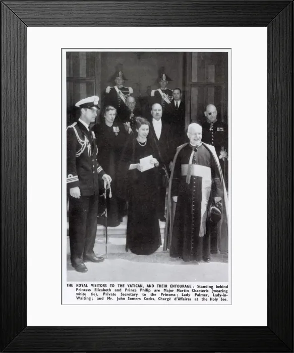 Framed Print : The Royal Visit to the Vatican - standing behind Princess Elizabeth