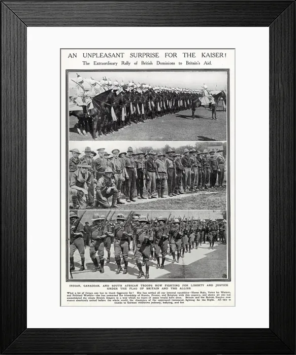Framed Print : Indian, Canadian and South Africa Troops Fighting 1914