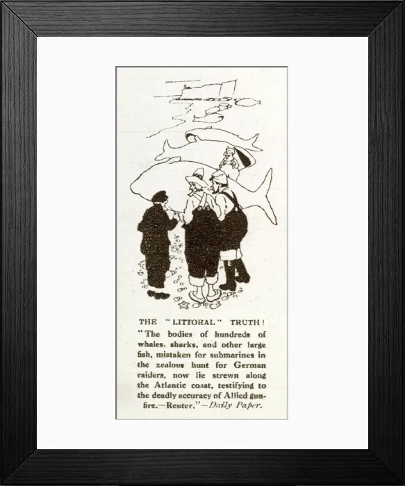 Framed Print : WW1 - Whales mistaken for submarines Framed Print : WW1 - Whales mistaken for submarines