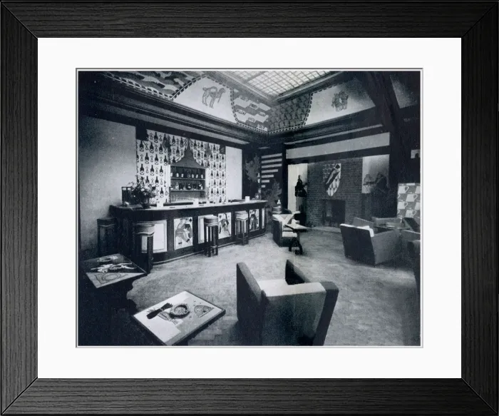 Framed Print : The Cocktail Bar at the Garter Club, 52 Grosvenor Street - decorated in mock-heraldic Framed Print : The Cocktail Bar at the Garter Club, 52 Grosvenor Street - decorated in mock-heraldic