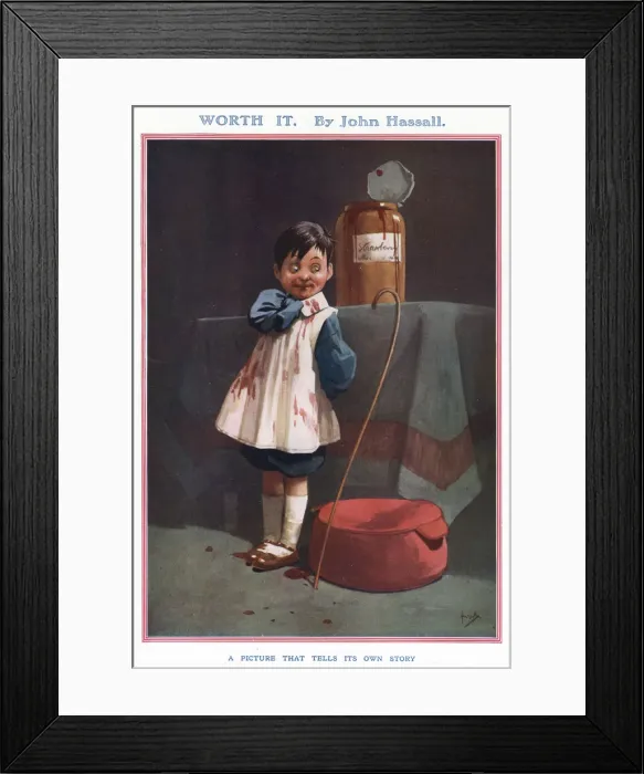 Framed Print : A small boy, having consumed most of a pot of strawberry jam with the help of a cane Framed Print : A small boy, having consumed most of a pot of strawberry jam with the help of a cane