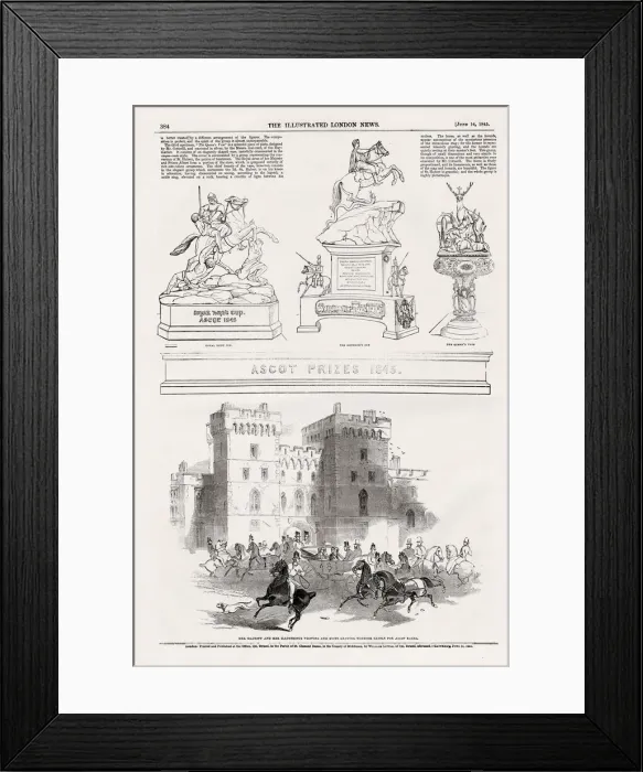 Framed Print : Page from the Illustrated London News, 14th June 1845, featuring Ascot prizes the Royal Framed Print : Page from the Illustrated London News, 14th June 1845, featuring Ascot prizes the Royal