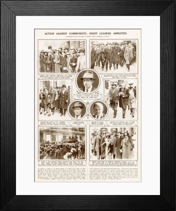 Framed Print : Action against Communists - Eight leaders arrested. Date: 1925
