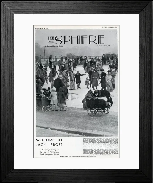 Framed Print : Skating on a frozen Whitestone Pond, Hampstead Heath, London. Date: 1933 Framed Print : Skating on a frozen Whitestone Pond, Hampstead Heath, London. Date: 1933