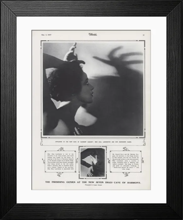 Framed Print : Page from The Sketch, 5th October 1927: The presiding genius at the new Seven Dials Cave Framed Print : Page from The Sketch, 5th October 1927: The presiding genius at the new Seven Dials Cave