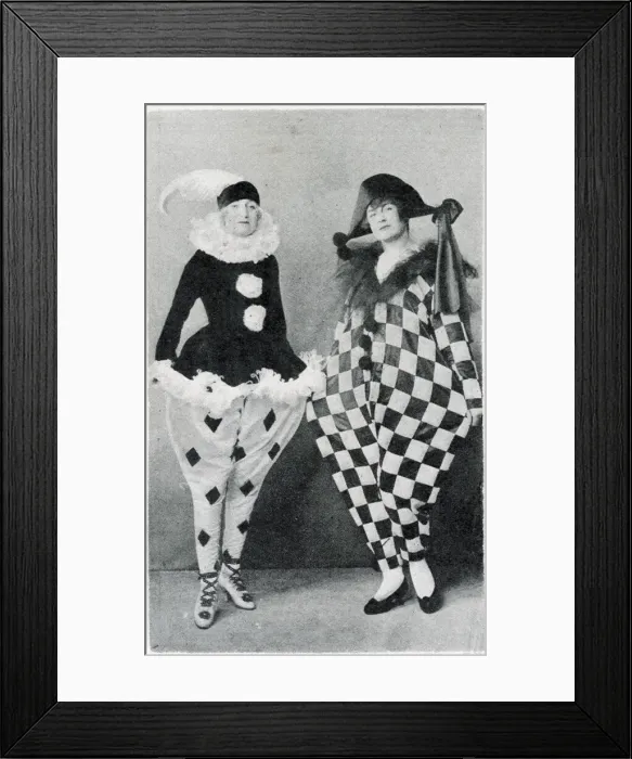 Framed Print : Revellers in pierrot costumes at the Chelsea Arts Club Dazzle Ball held at the Albert