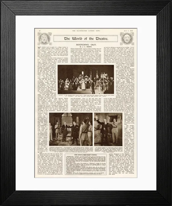 Framed Print : Article - The World of Theatre Date: 1950