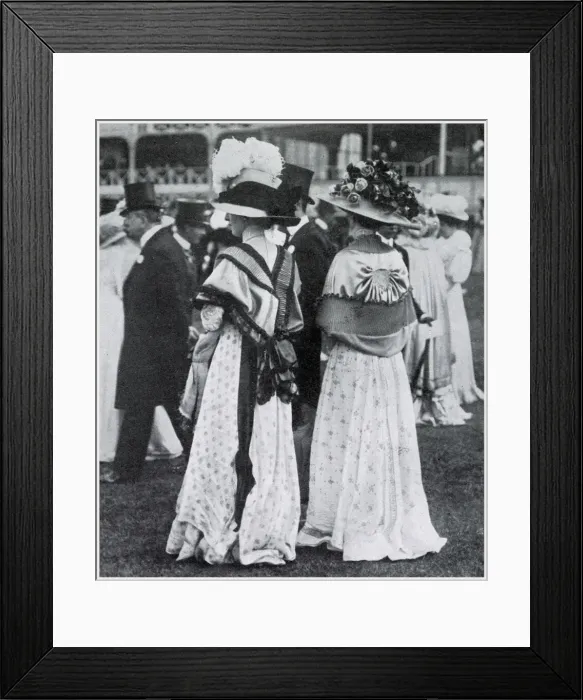Framed Print : Women wearing elegant dresses for the Ascot. Date: June 1909 Framed Print : Women wearing elegant dresses for the Ascot. Date: June 1909