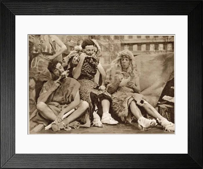 Framed Print : Mac Beardall, Doug Frazer and Dennis Wright dressed as skin-clad savages in Framed Print : Mac Beardall, Doug Frazer and Dennis Wright dressed as skin-clad savages in