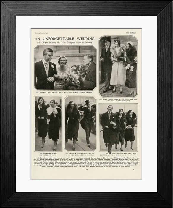 Framed Print : The wedding of Mr Charles Sweeny and Miss Margaret Whigham. Date: 1933 Framed Print : The wedding of Mr Charles Sweeny and Miss Margaret Whigham. Date: 1933