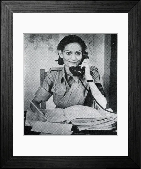 Framed Print : Private Begum Pasha Shah, nineteen-year-old daughter of Mr. A. G. Shah, Chief Instructor in Urdu to British officers in Poona Framed Print : Private Begum Pasha Shah, nineteen-year-old daughter of Mr. A. G. Shah, Chief Instructor in Urdu to British officers in Poona