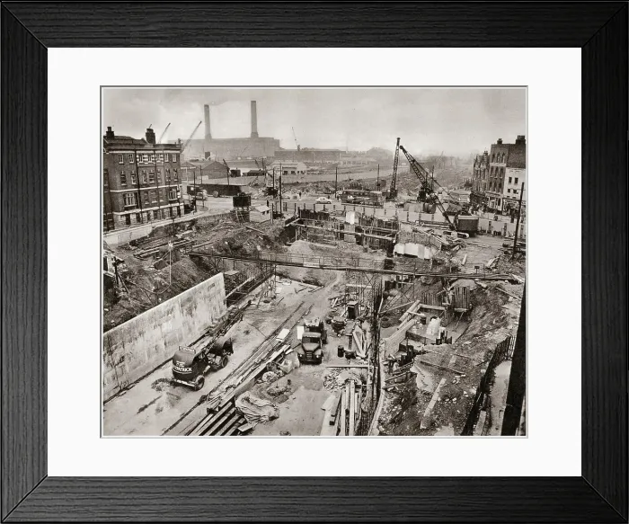 Framed Print : The new road under East India Dock Road, forming the new Northern Approach to the Blackwall Tunnel in East London. Date: 1959 Framed Print : The new road under East India Dock Road, forming the new Northern Approach to the Blackwall Tunnel in East London. Date: 1959