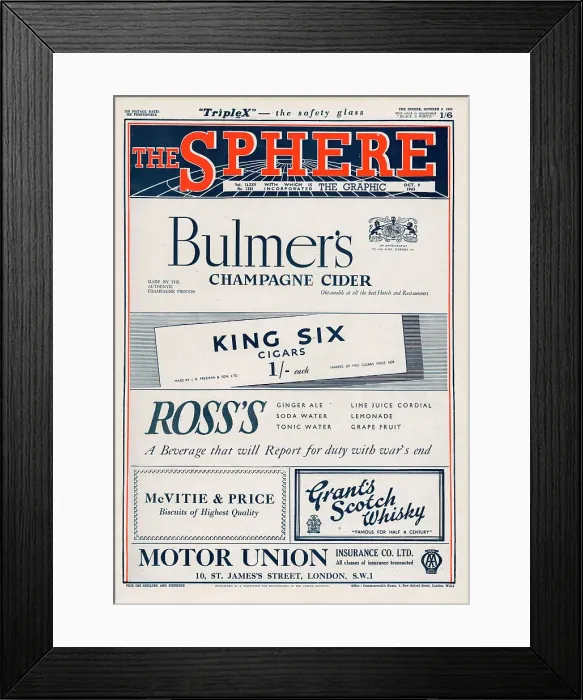 Framed Print : Front cover (outer wrapper) of The Sphere, 9 October 1943, featuring various advertisements. Date: 1943 Framed Print : Front cover (outer wrapper) of The Sphere, 9 October 1943, featuring various advertisements. Date: 1943