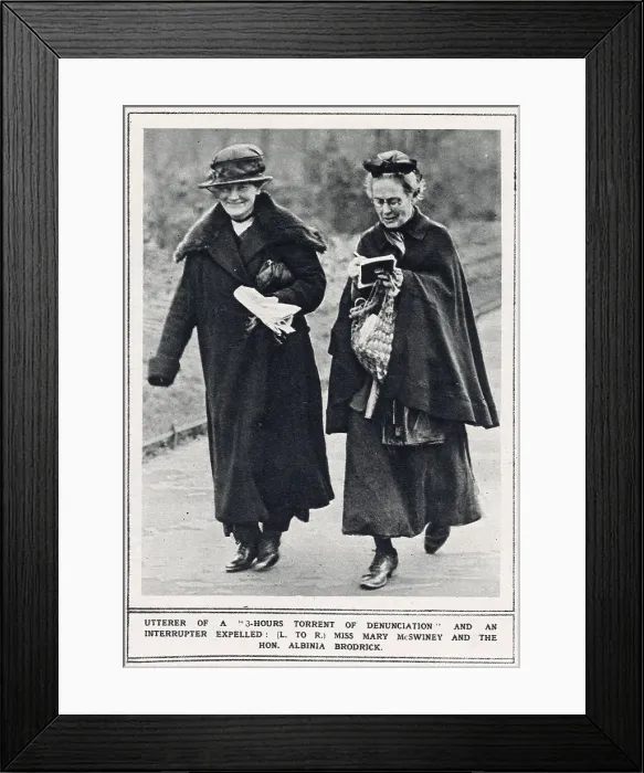 Framed Print : Miss Mary McSwiney and Hon. Albinia Brodrick expelled Framed Print : Miss Mary McSwiney and Hon. Albinia Brodrick expelled