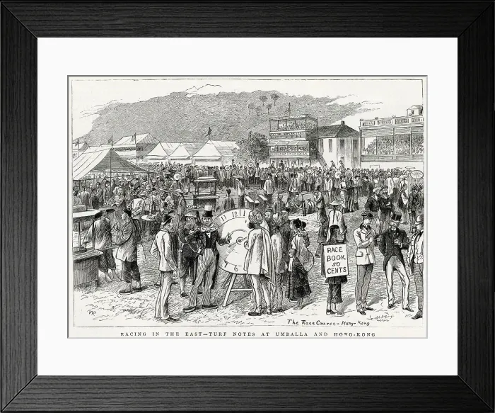 Framed Print : Scene at the races in Hong Kong. Date: 1881 Framed Print : Scene at the races in Hong Kong. Date: 1881