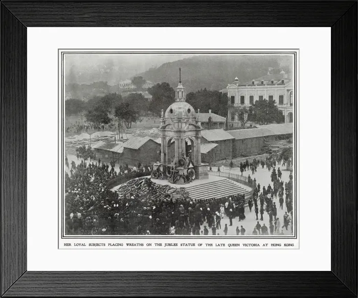 Framed Print : Death of Late Queen Victoria - Placing Wreaths in Hong Kong