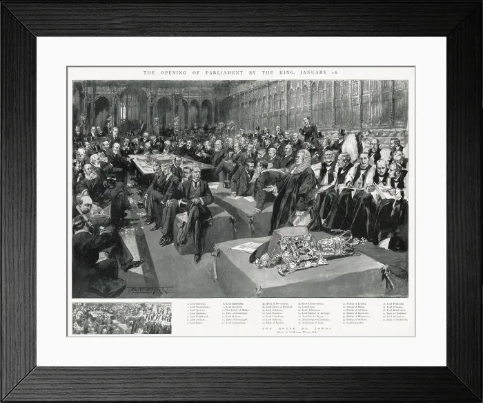Framed Print : Opening of Parliament by King Edward VII. Date: 16th January 1902 Framed Print : Opening of Parliament by King Edward VII. Date: 16th January 1902