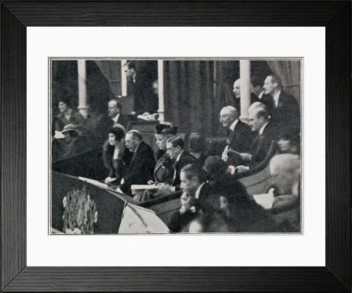Framed Print : King George V, Queen Mary and Edward, Prince of Wales at The Festival of Remembrance at The Royal Albert Hall on Armistice Day (11th November) evening - an event organised by the British Legion. Date: 1931 Framed Print : King George V, Queen Mary and Edward, Prince of Wales at The Festival of Remembrance at The Royal Albert Hall on Armistice Day (11th November) evening - an event organised by the British Legion. Date: 1931