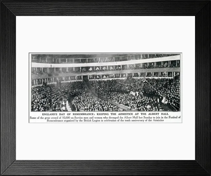 Framed Print : 10, 000 ex-servicemen and women attend The Festival of Remembrance on Armistice Day evening (11th November) at The Royal Albert Hall - an event organised by the British Legion. Date: 1928 Framed Print : 10, 000 ex-servicemen and women attend The Festival of Remembrance on Armistice Day evening (11th November) at The Royal Albert Hall - an event organised by the British Legion. Date: 1928