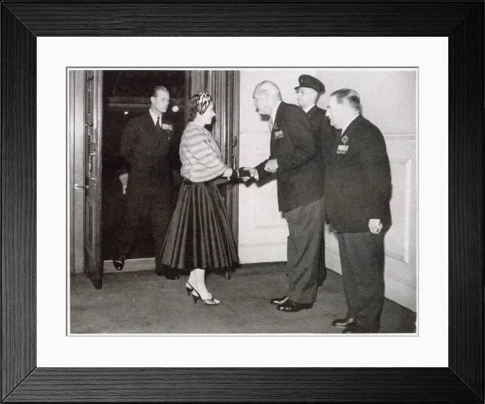 Framed Print : Queen Elizabeth II and The Duke of Edinburgh are welcomed by Sir Ian Fraser, President of the British Legion at The Festival of Remembrance at The Royal Albert Hall on Armistice Day (11th November) evening. Date: 1955 Framed Print : Queen Elizabeth II and The Duke of Edinburgh are welcomed by Sir Ian Fraser, President of the British Legion at The Festival of Remembrance at The Royal Albert Hall on Armistice Day (11th November) evening. Date: 1955