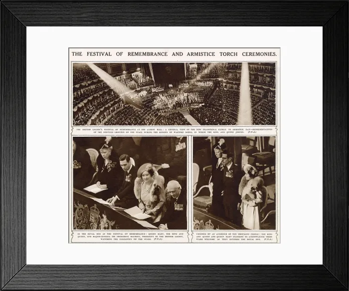 Framed Print : The British Legion's Festival of Remembrance at the Royal Albert Hall, London - the traditional climax to Armistice Day, with members of the armed services and ex-servicemen and women on the stage during the singing of wartime songs