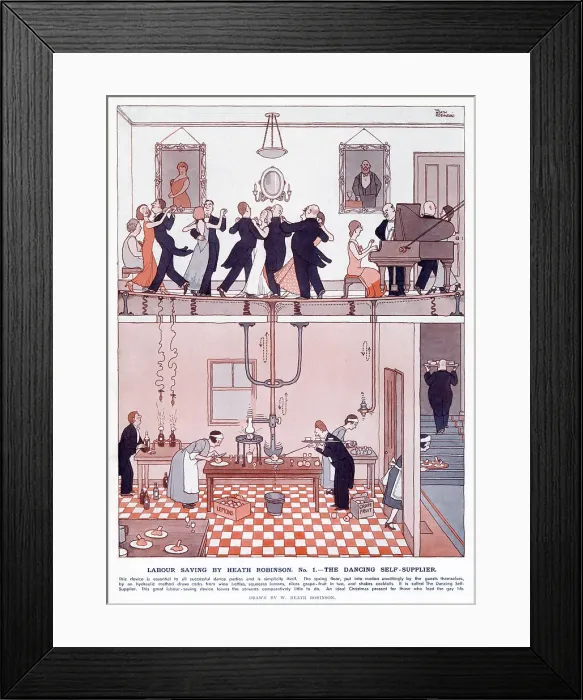 Framed Print : Labour Saving by Heath Robinson The Dancing Self-Supplier